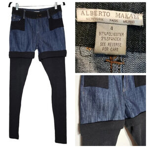 Alberto Makali denim shorts black sweater tights combo pants size 4